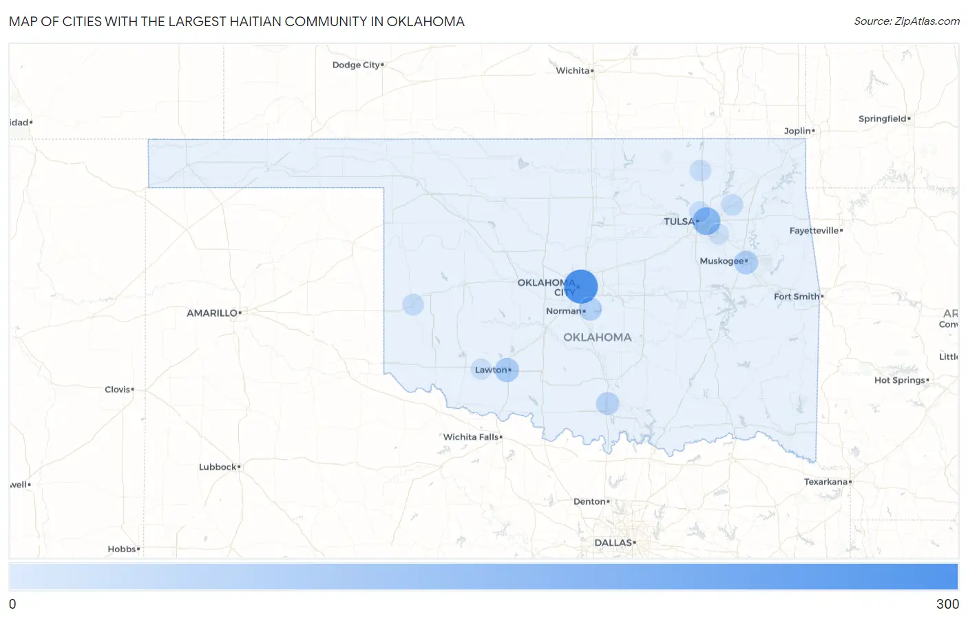 Cities with the Largest Haitian Community in Oklahoma Map