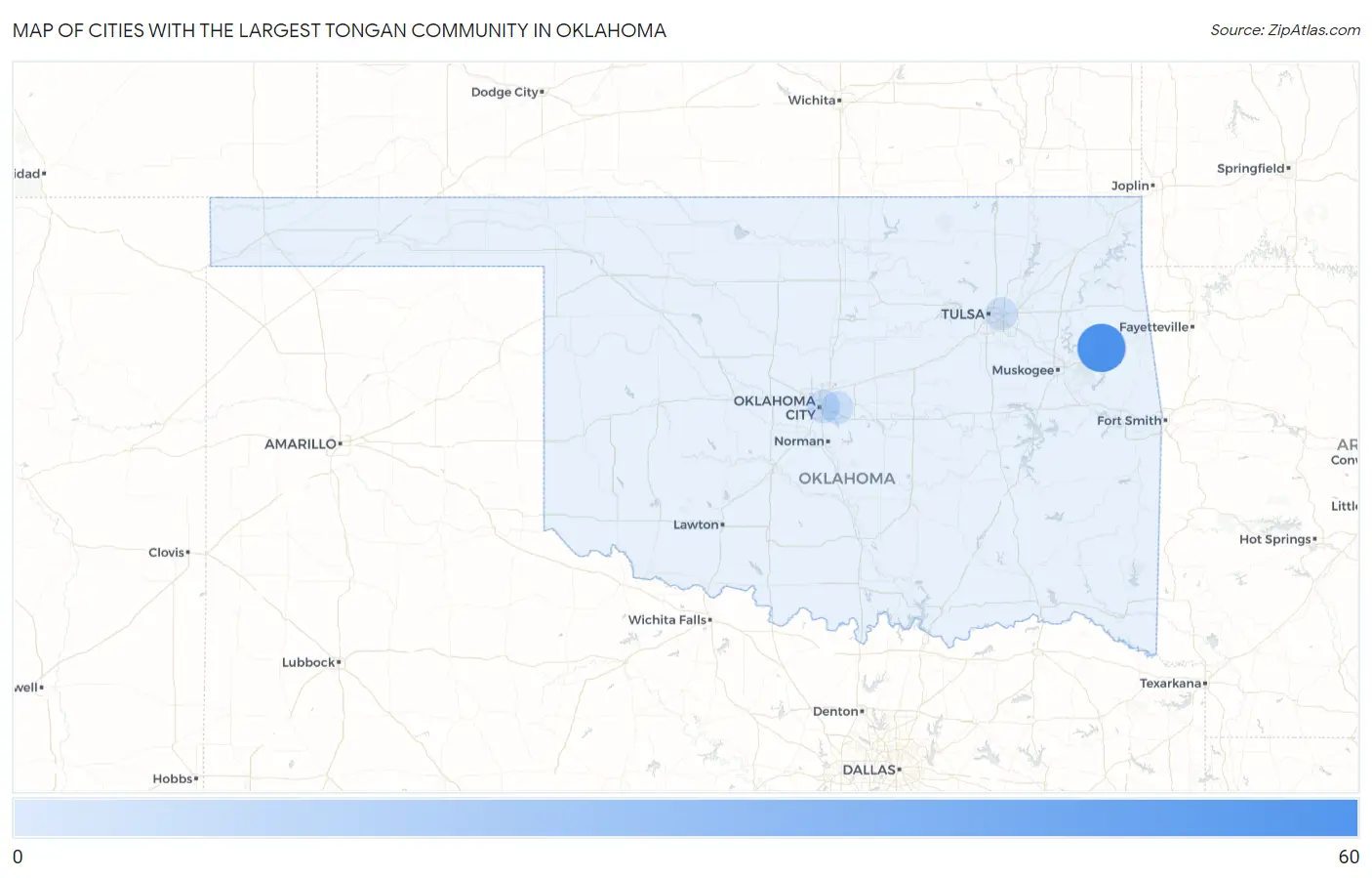 Cities with the Largest Tongan Community in Oklahoma Map