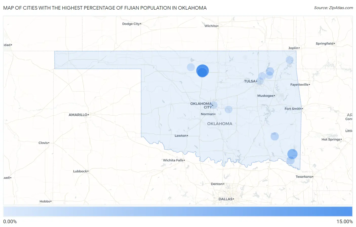 Cities with the Highest Percentage of Fijian Population in Oklahoma Map