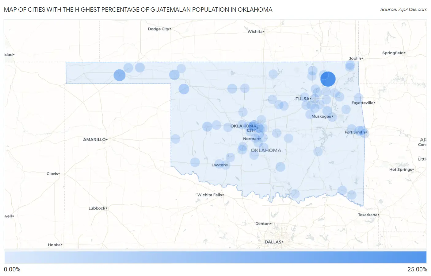 Cities with the Highest Percentage of Guatemalan Population in Oklahoma Map