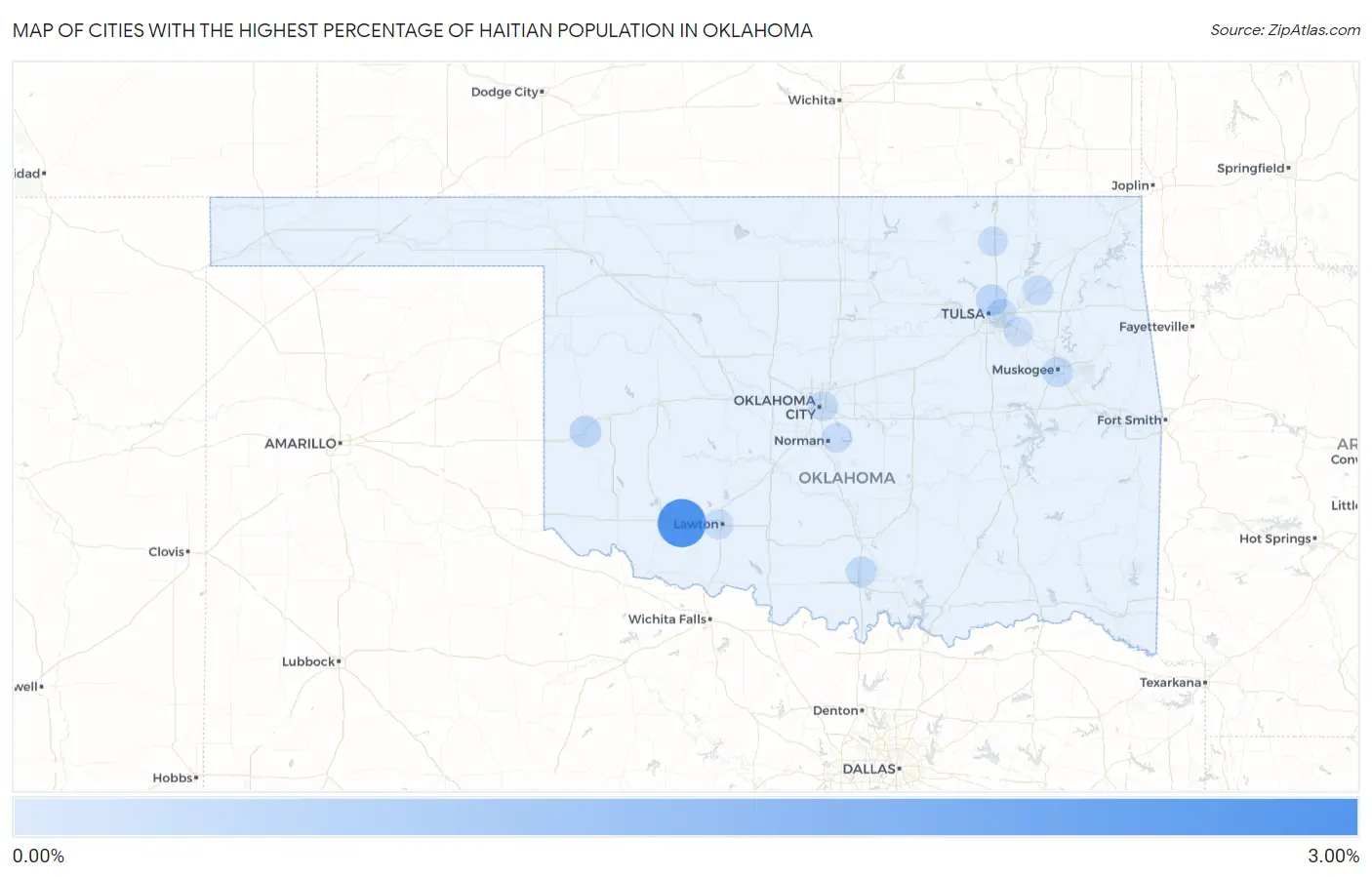 Cities with the Highest Percentage of Haitian Population in Oklahoma Map