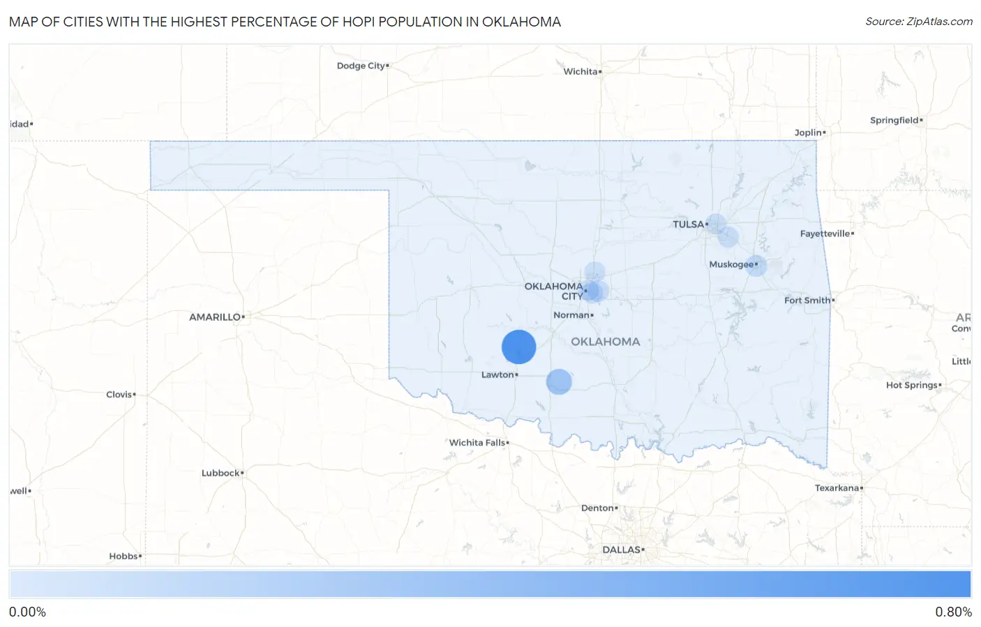 Cities with the Highest Percentage of Hopi Population in Oklahoma Map