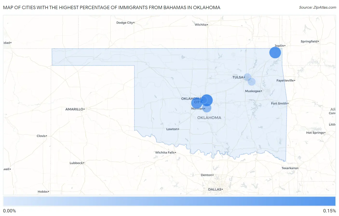 Cities with the Highest Percentage of Immigrants from Bahamas in Oklahoma Map