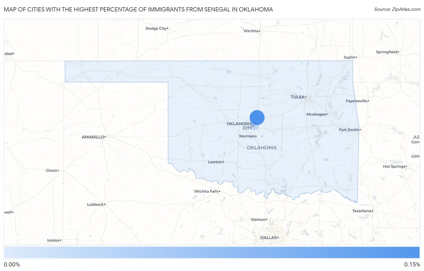 Cities with the Highest Percentage of Immigrants from Senegal in Oklahoma Map