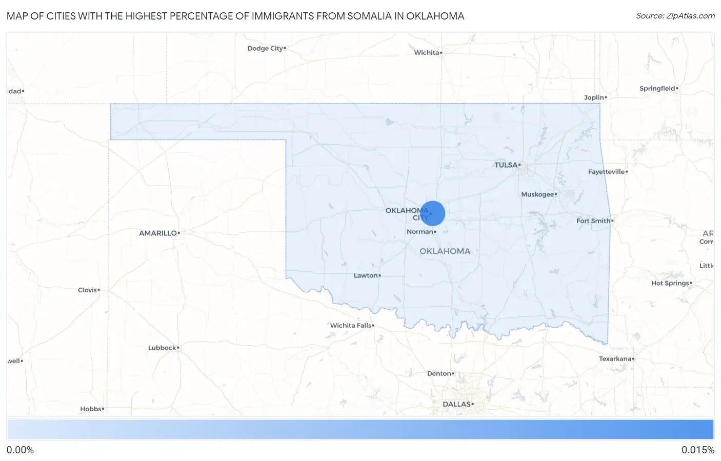 Cities with the Highest Percentage of Immigrants from Somalia in Oklahoma Map