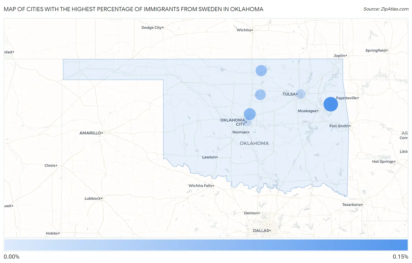 Cities with the Highest Percentage of Immigrants from Sweden in Oklahoma Map