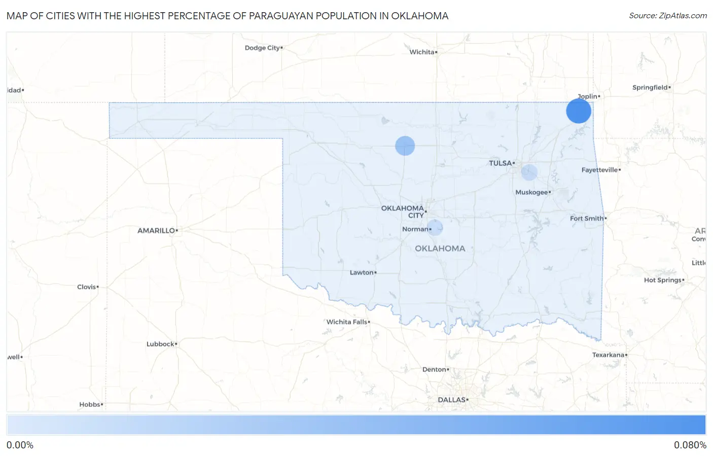Cities with the Highest Percentage of Paraguayan Population in Oklahoma Map