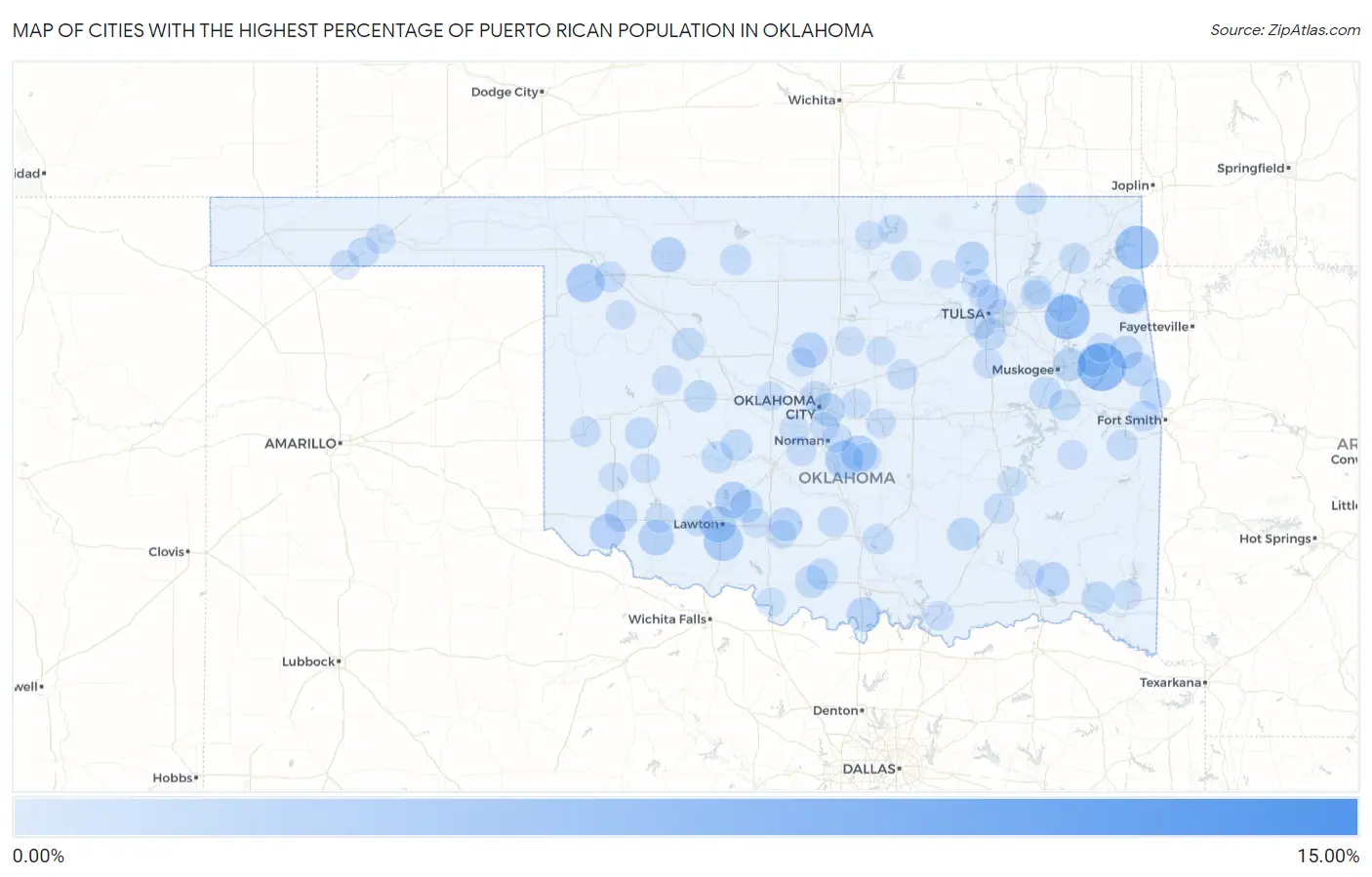 Cities with the Highest Percentage of Puerto Rican Population in Oklahoma Map