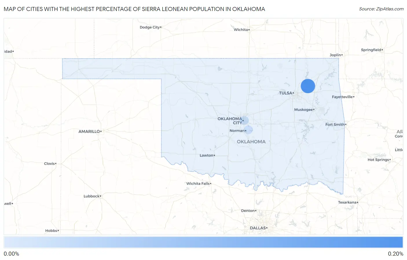Cities with the Highest Percentage of Sierra Leonean Population in Oklahoma Map