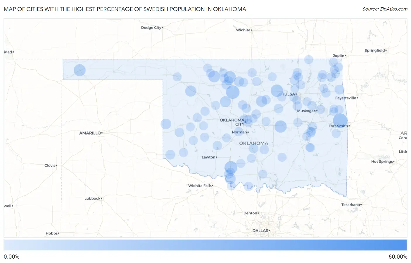 Cities with the Highest Percentage of Swedish Population in Oklahoma Map