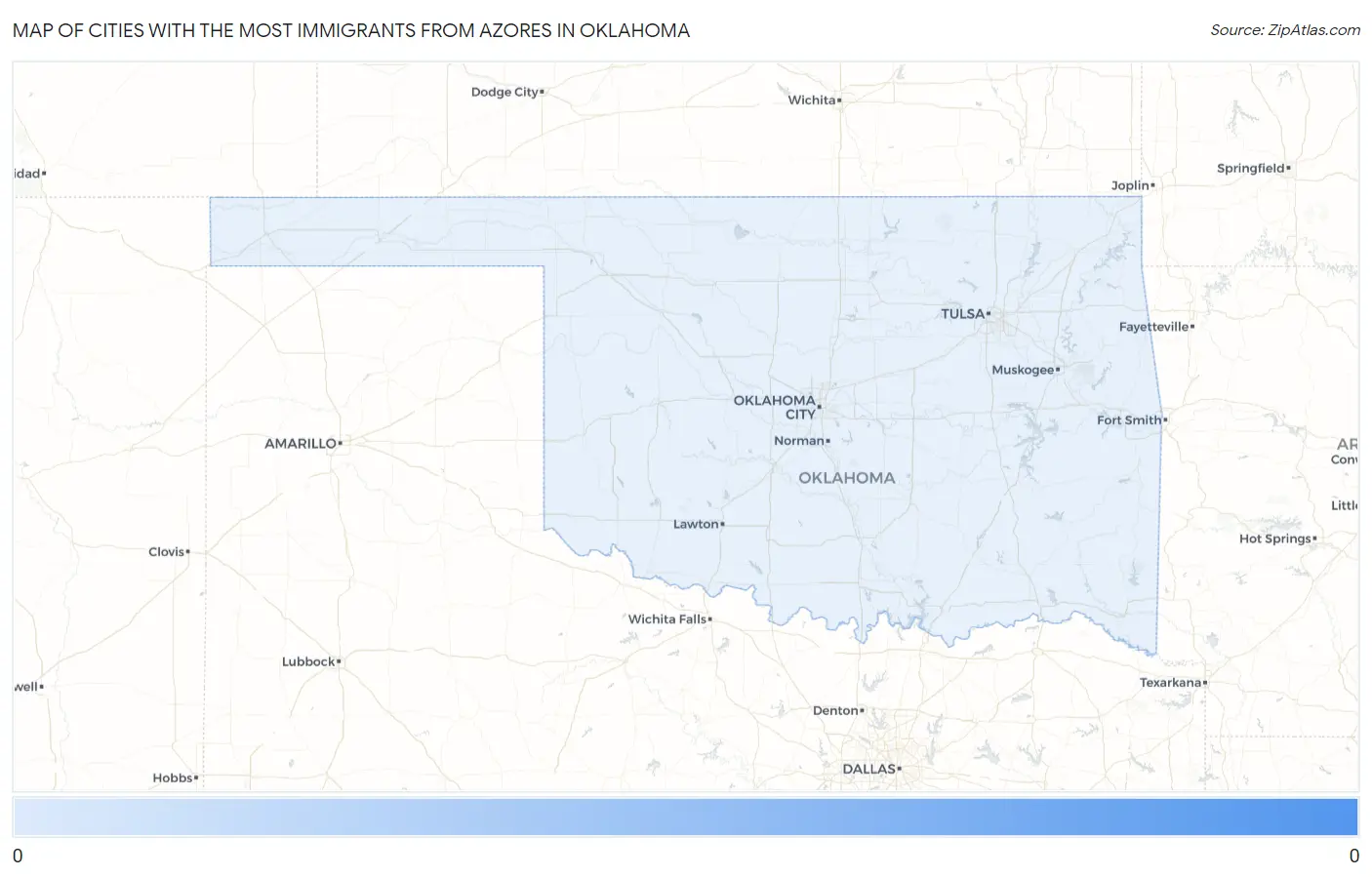 Cities with the Most Immigrants from Azores in Oklahoma Map