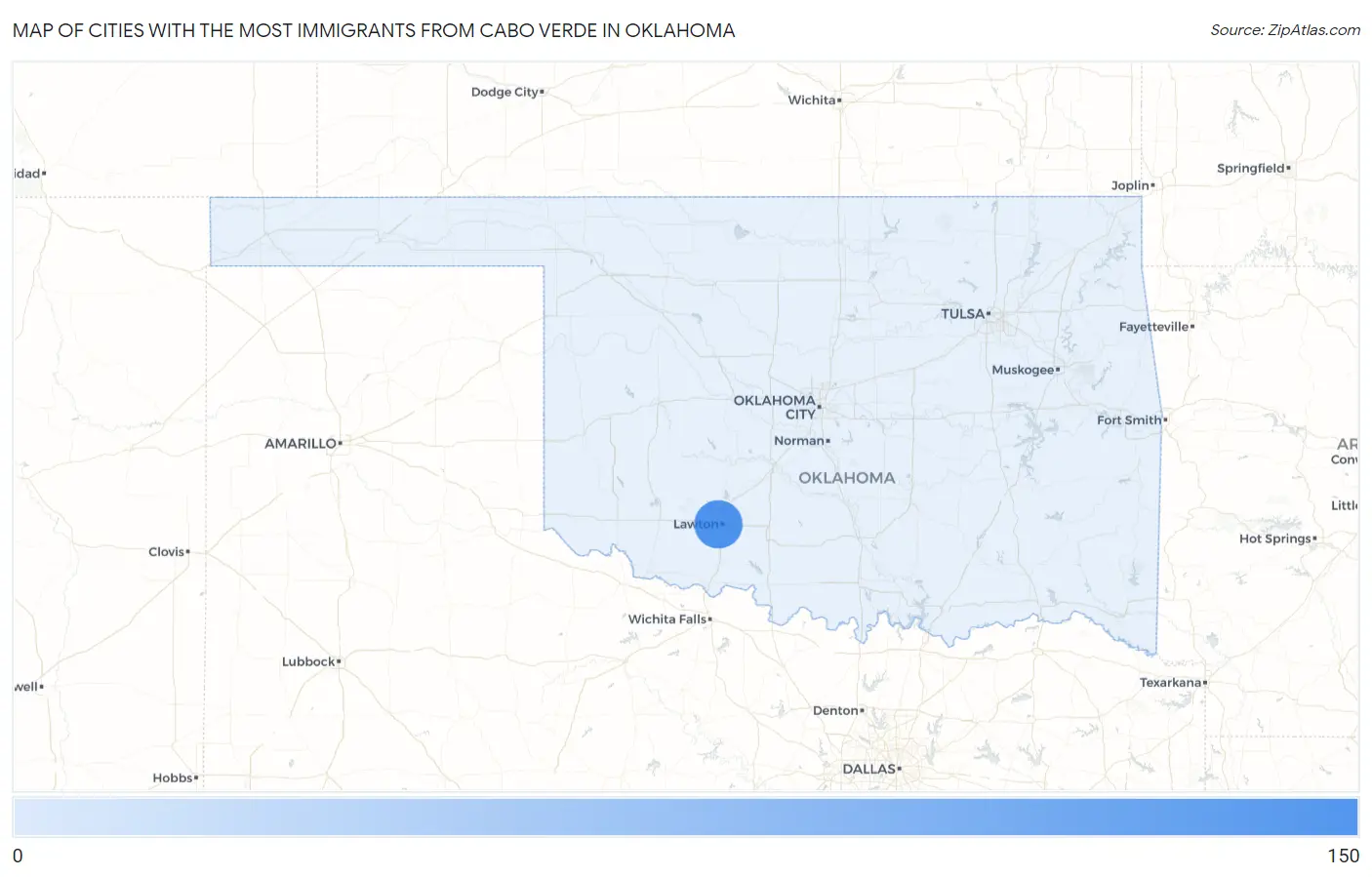 Cities with the Most Immigrants from Cabo Verde in Oklahoma Map