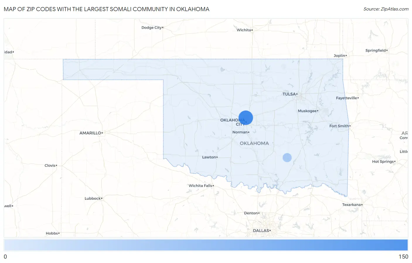 Zip Codes with the Largest Somali Community in Oklahoma Map
