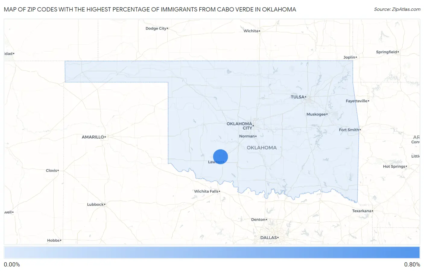Zip Codes with the Highest Percentage of Immigrants from Cabo Verde in Oklahoma Map