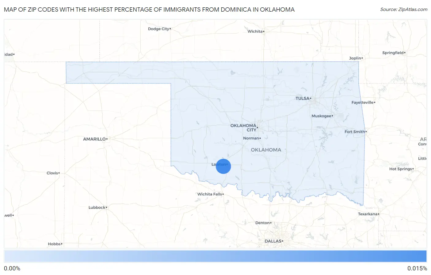 Zip Codes with the Highest Percentage of Immigrants from Dominica in Oklahoma Map