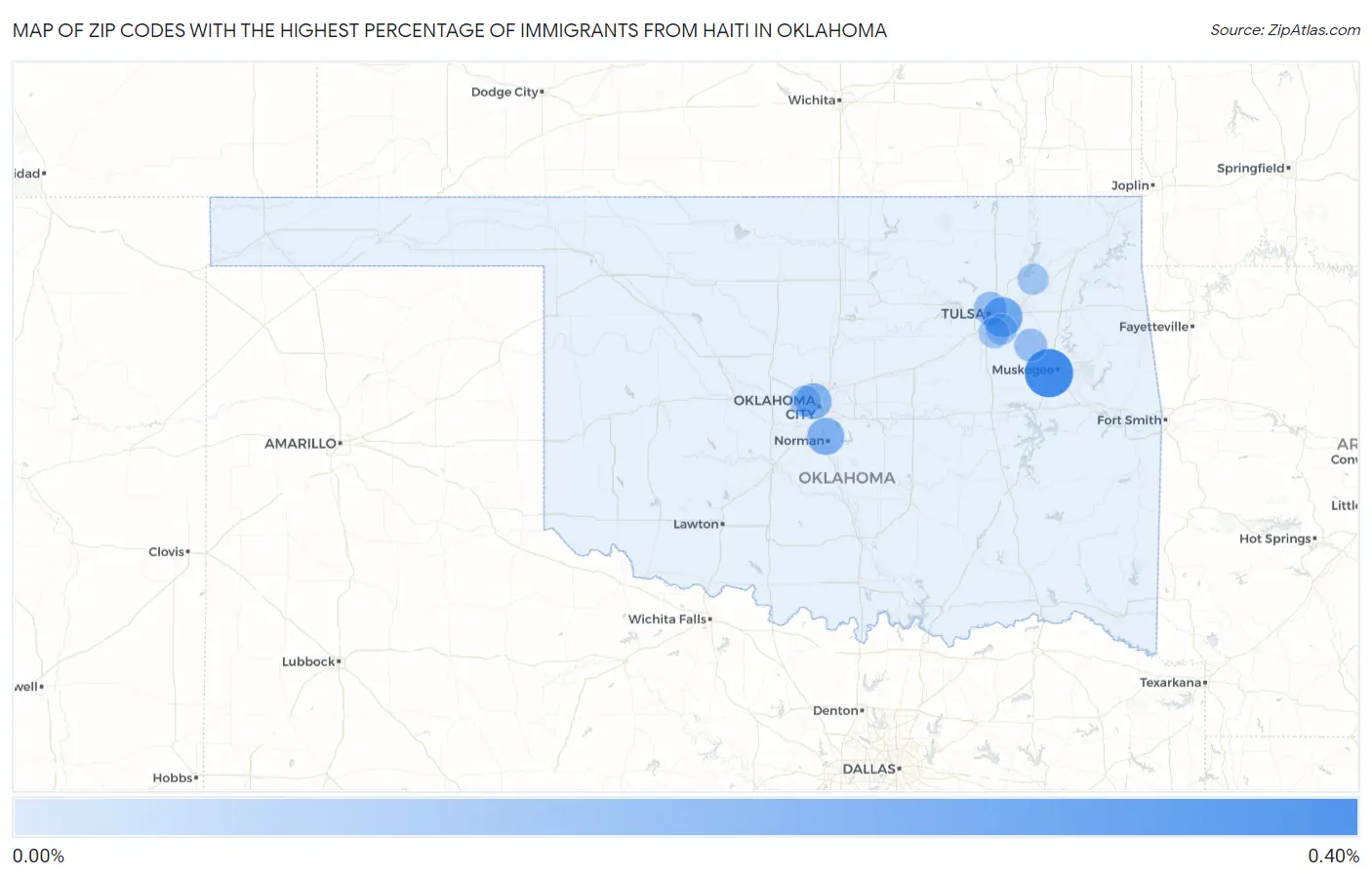 Zip Codes with the Highest Percentage of Immigrants from Haiti in Oklahoma Map