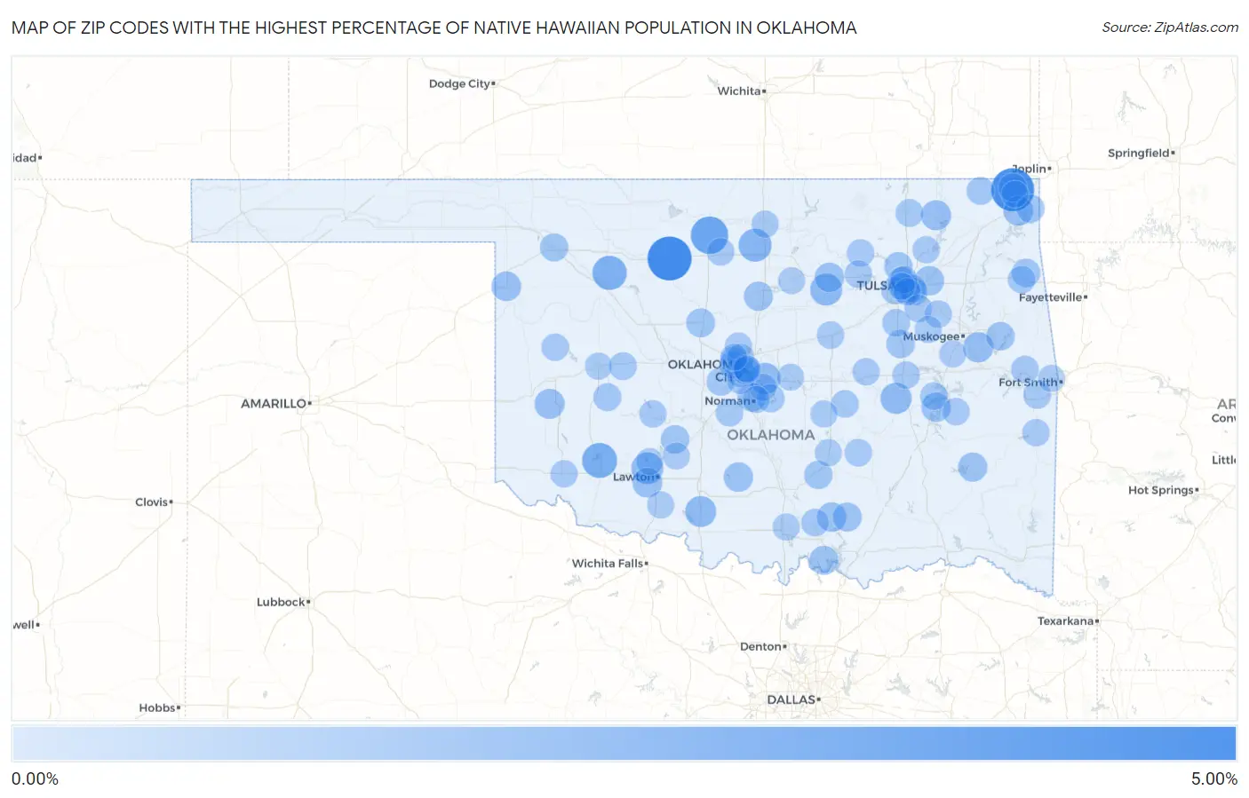 Zip Codes with the Highest Percentage of Native Hawaiian Population in Oklahoma Map