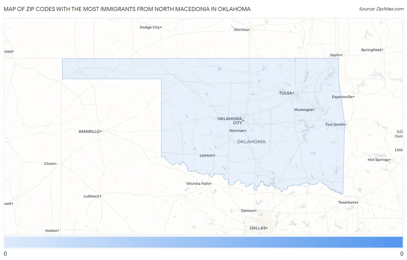 Zip Codes with the Most Immigrants from North Macedonia in Oklahoma Map