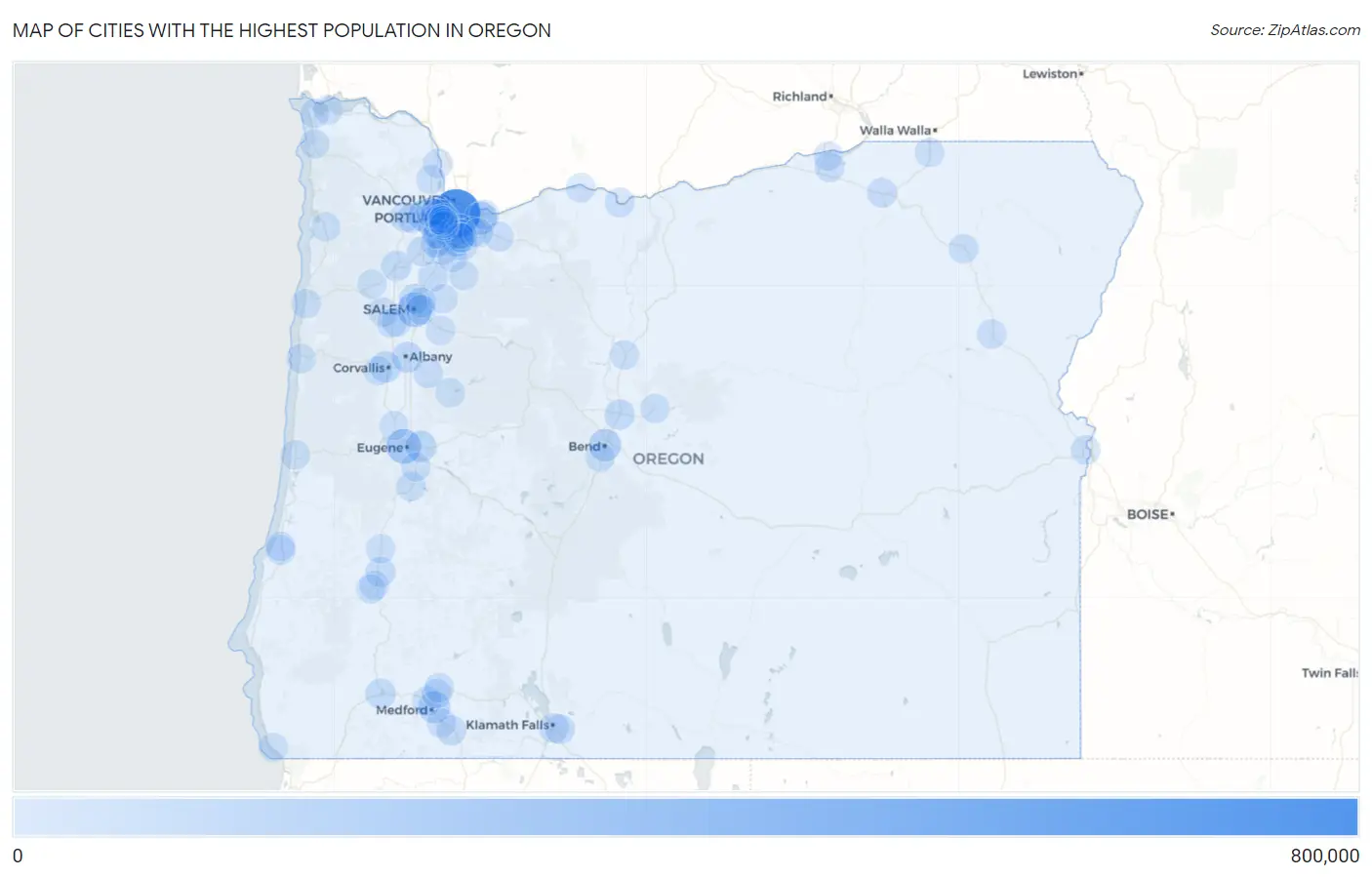Cities with the Highest Population in Oregon Map