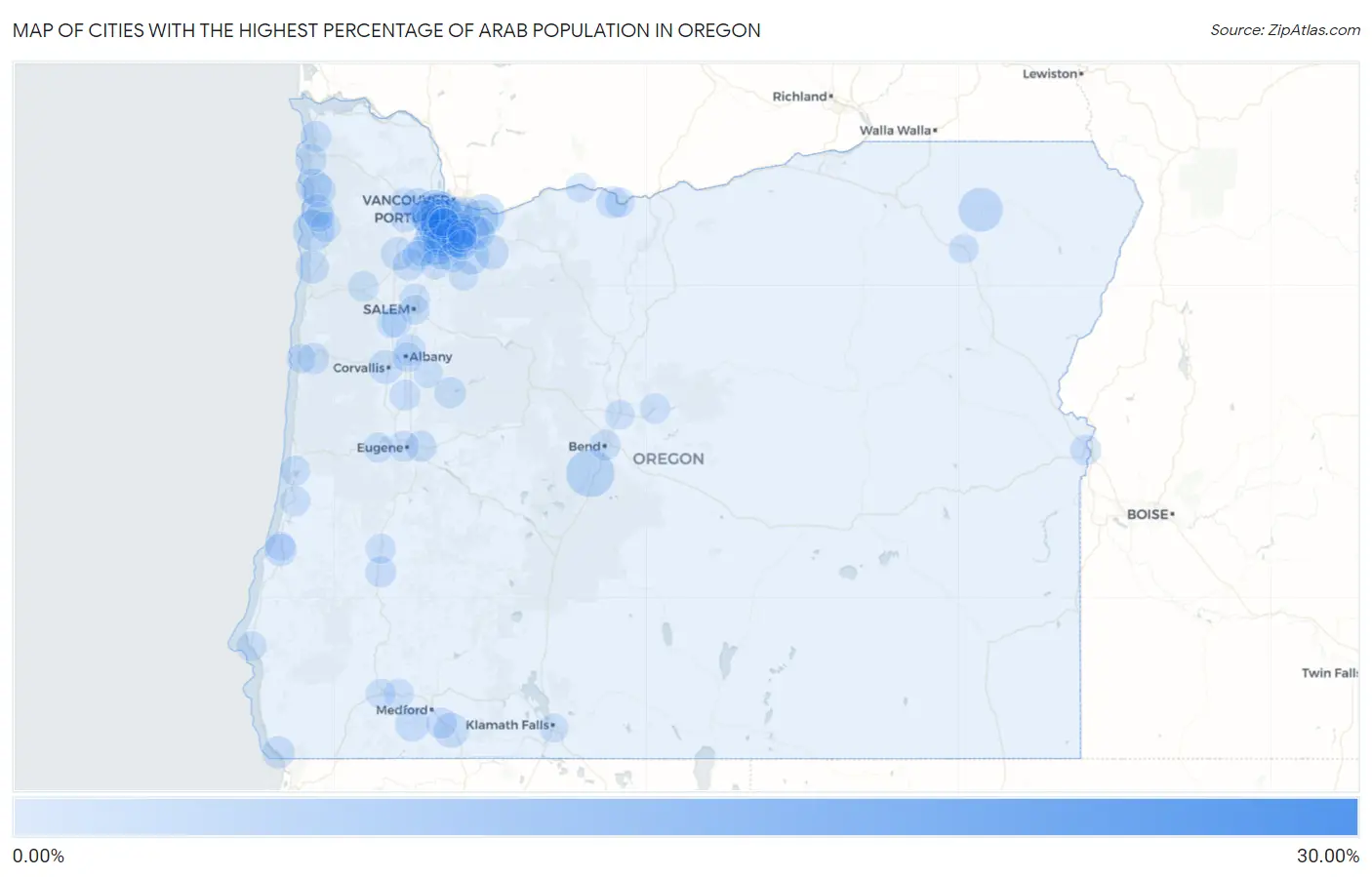 Cities with the Highest Percentage of Arab Population in Oregon Map