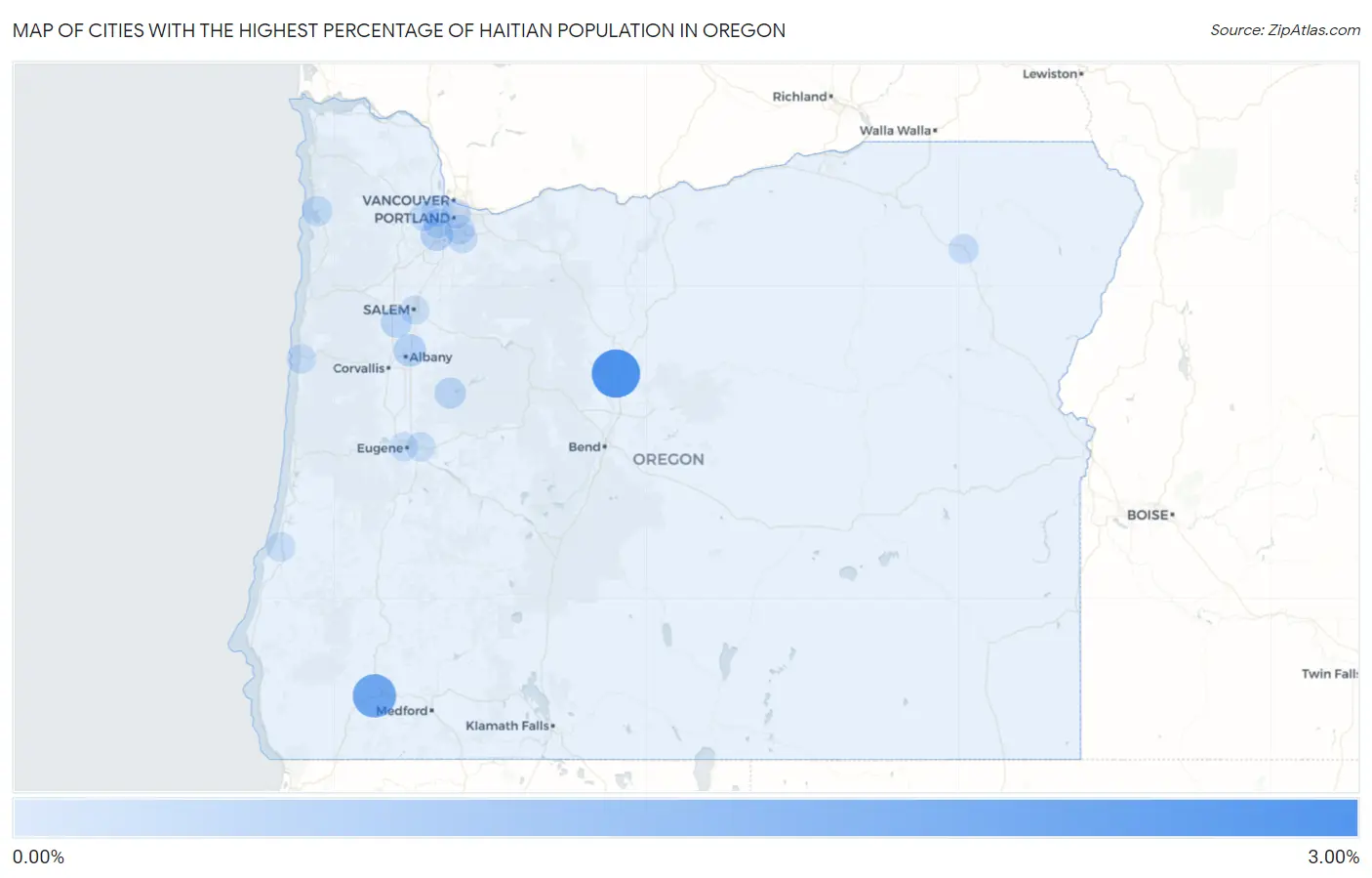 Cities with the Highest Percentage of Haitian Population in Oregon Map