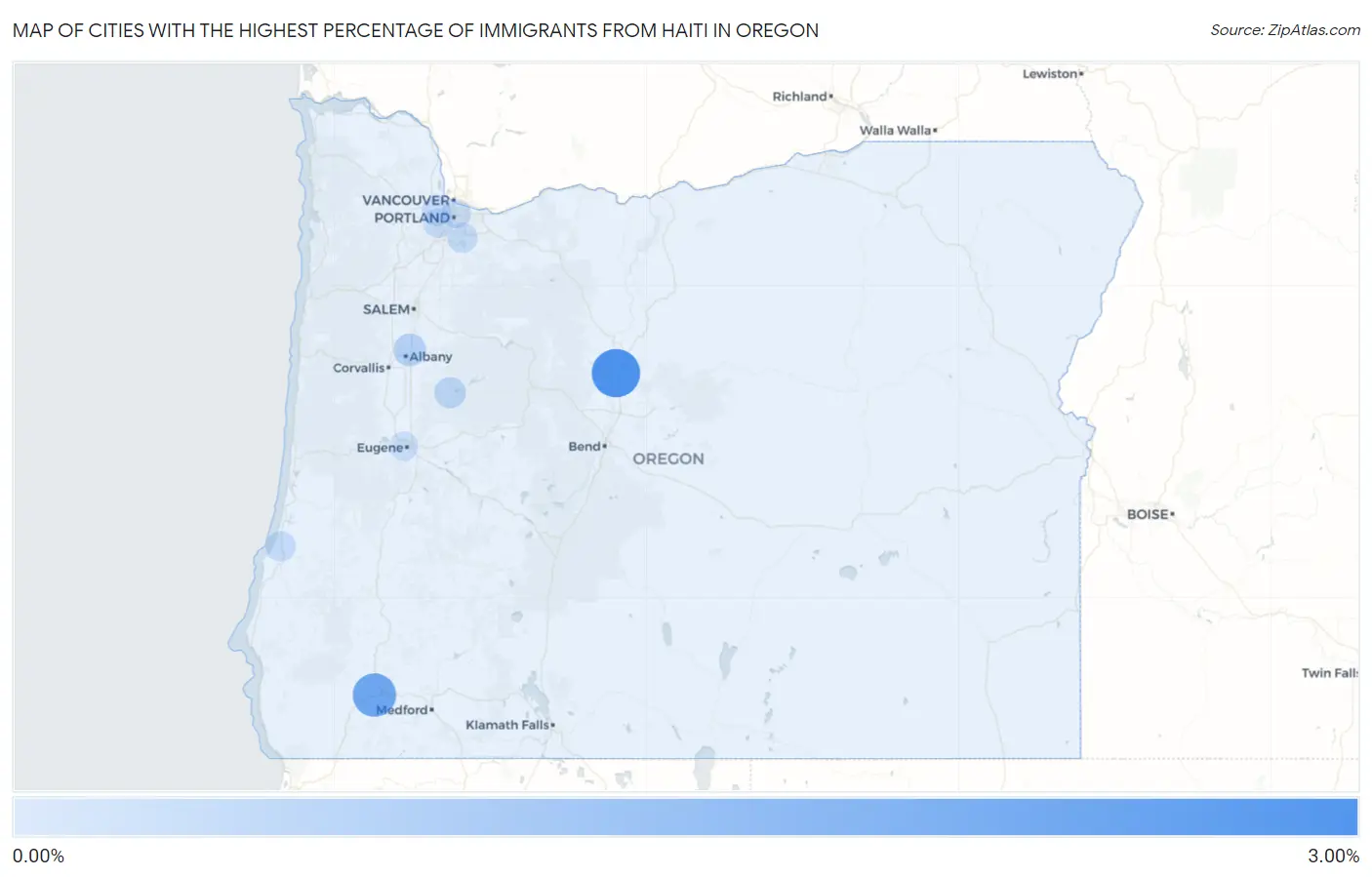 Cities with the Highest Percentage of Immigrants from Haiti in Oregon Map