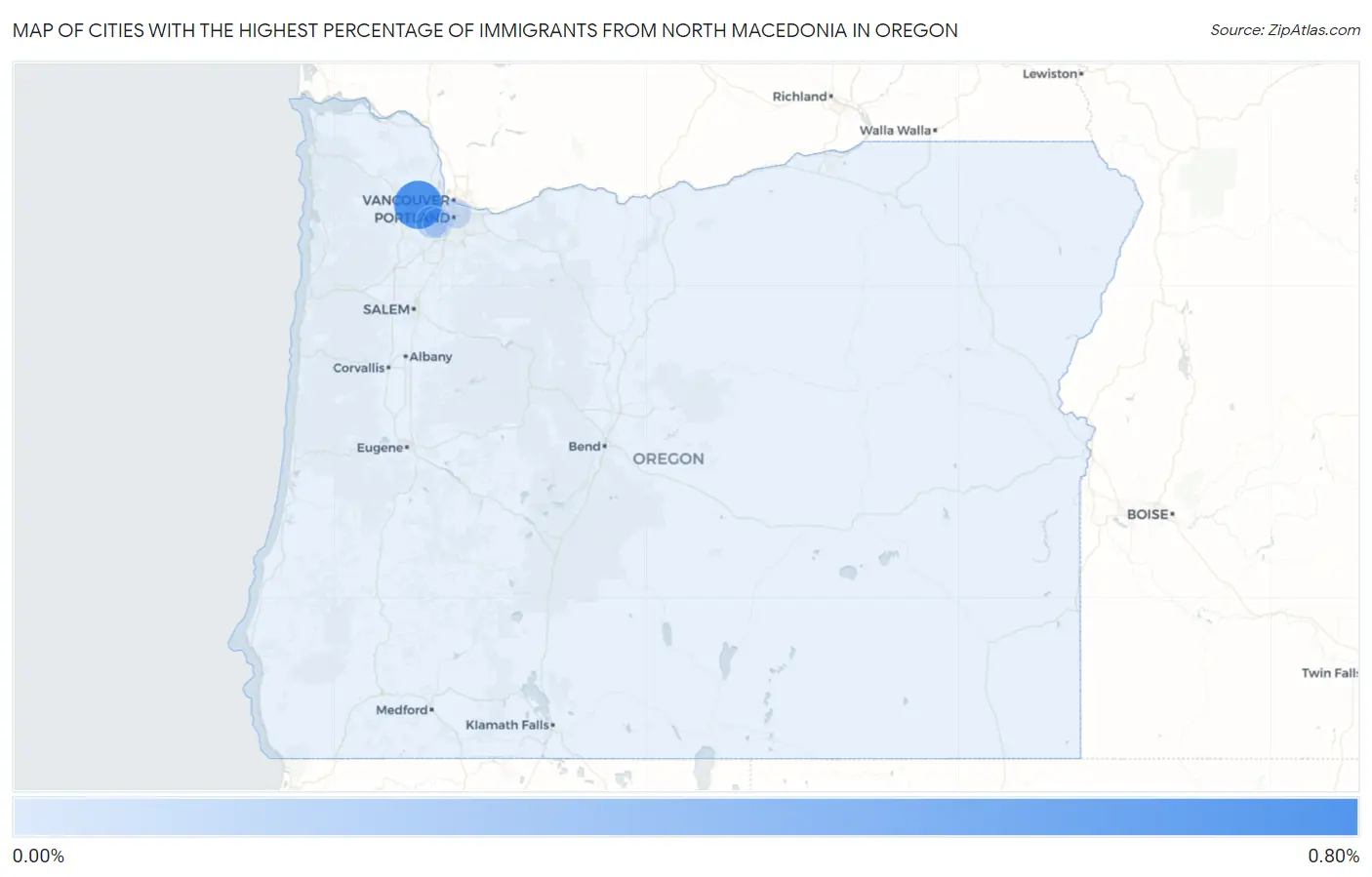 Cities with the Highest Percentage of Immigrants from North Macedonia in Oregon Map