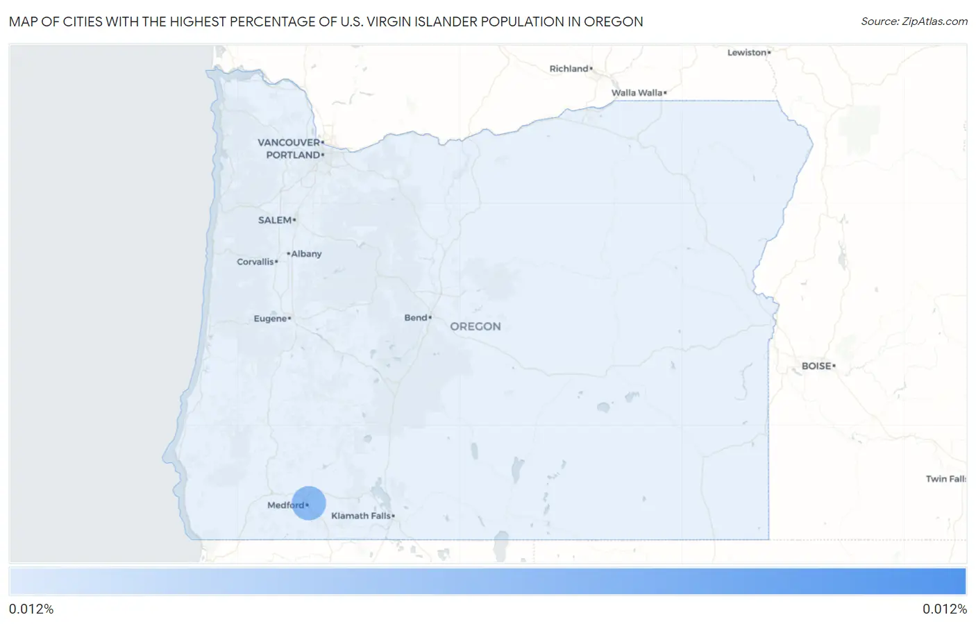 Cities with the Highest Percentage of U.S. Virgin Islander Population in Oregon Map