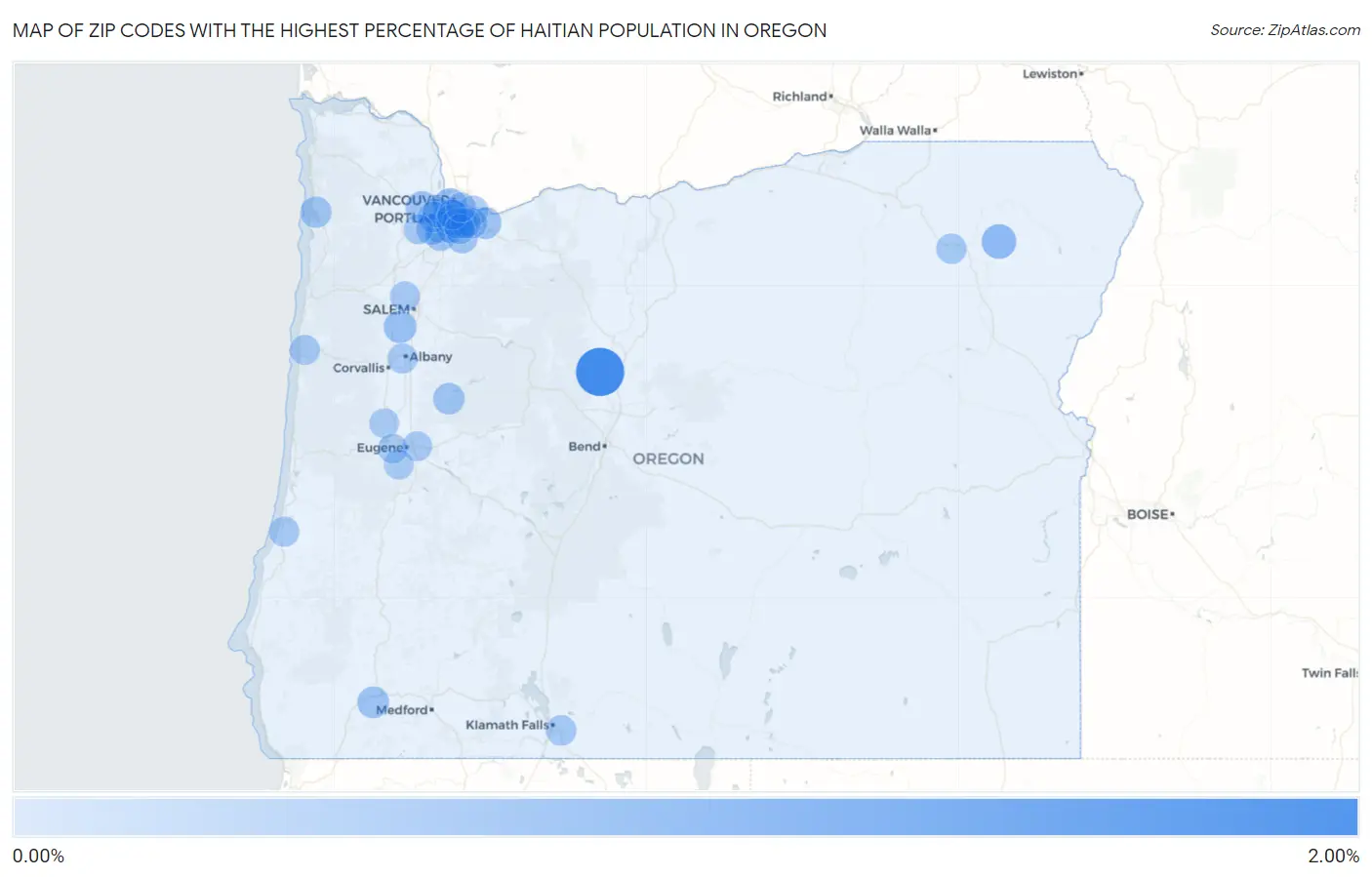 Zip Codes with the Highest Percentage of Haitian Population in Oregon Map