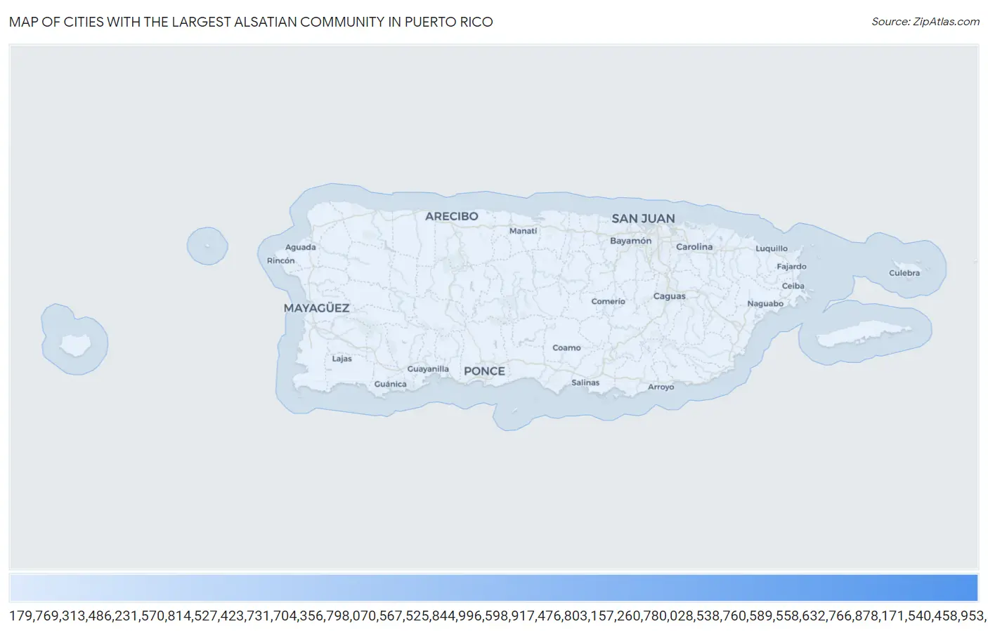Cities with the Largest Alsatian Community in Puerto Rico Map
