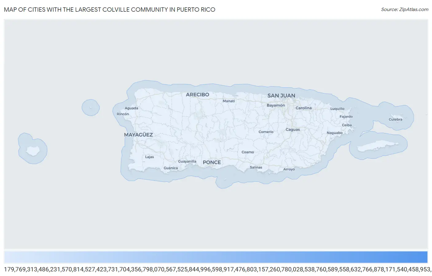 Cities with the Largest Colville Community in Puerto Rico Map