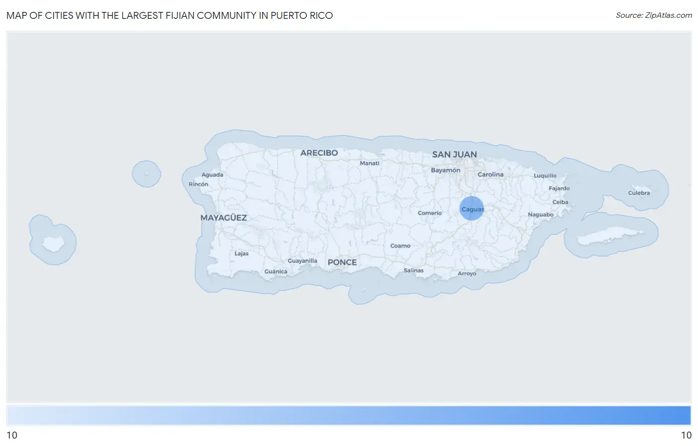 Cities with the Largest Fijian Community in Puerto Rico Map