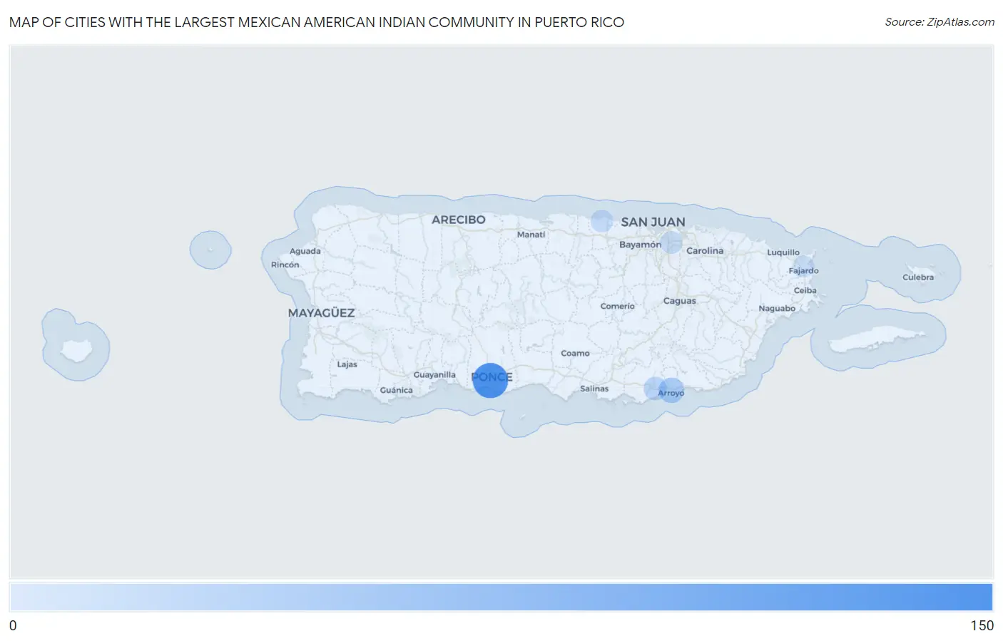 Cities with the Largest Mexican American Indian Community in Puerto Rico Map