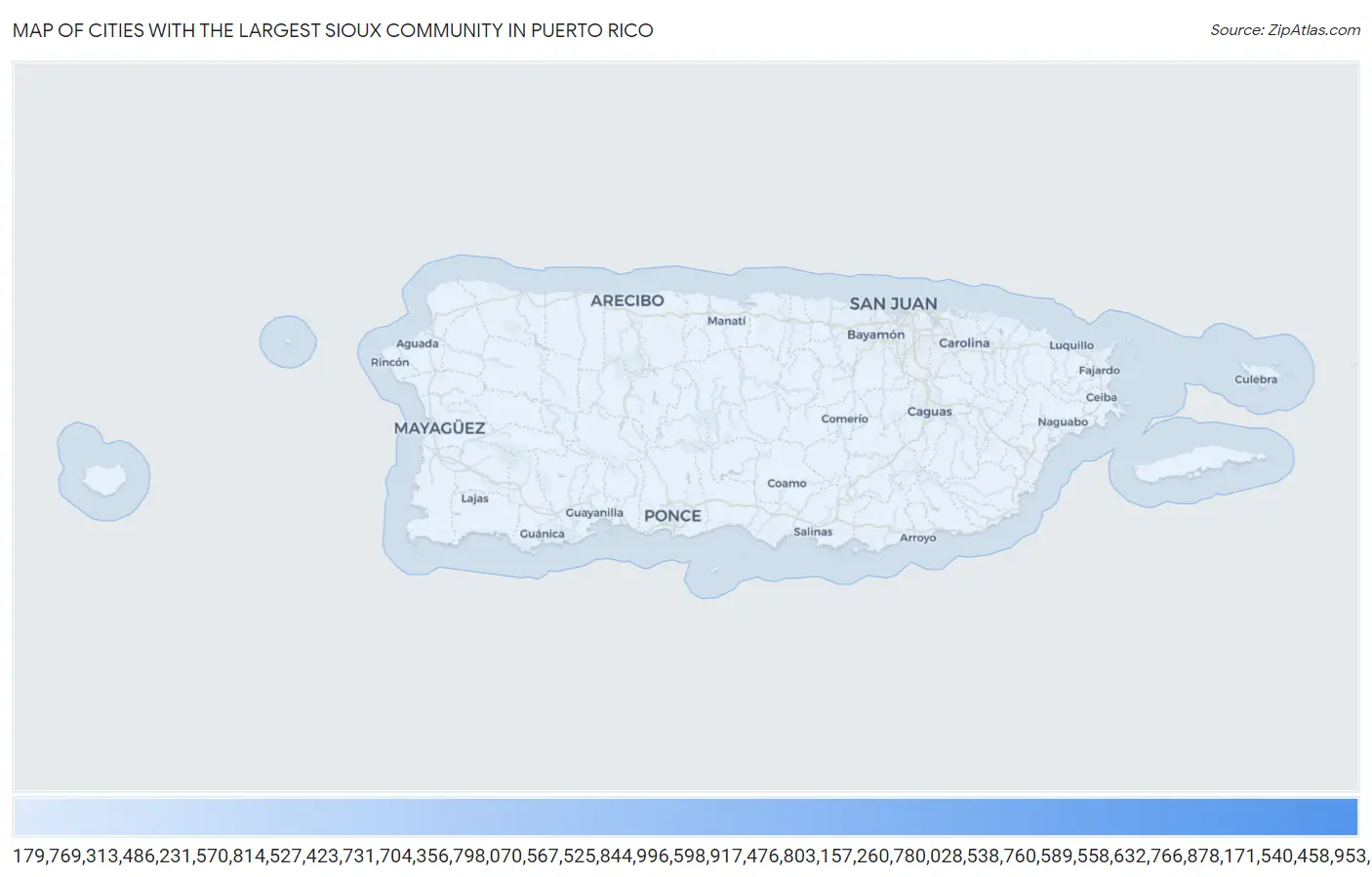 Cities with the Largest Sioux Community in Puerto Rico Map