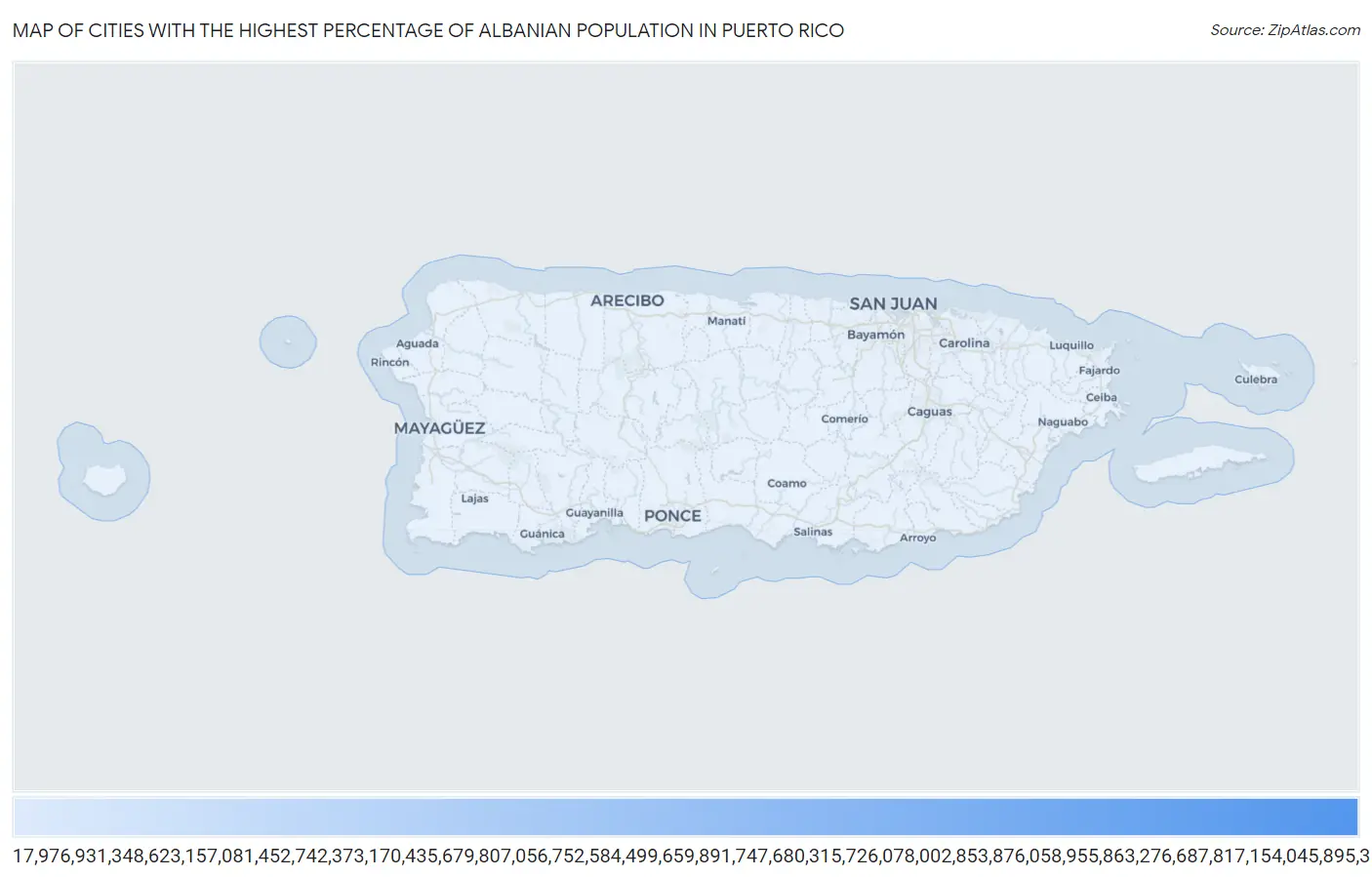 Cities with the Highest Percentage of Albanian Population in Puerto Rico Map