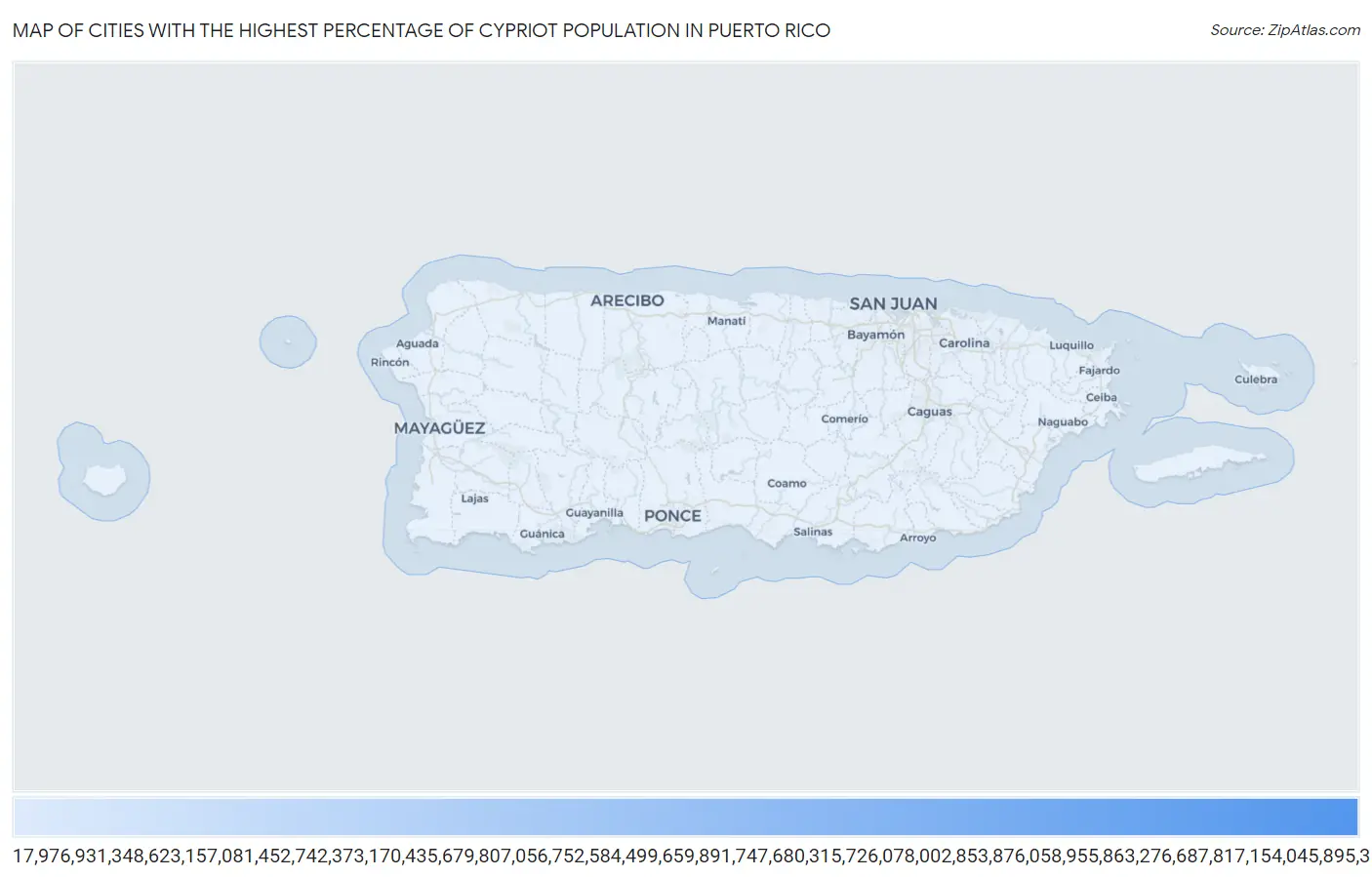 Cities with the Highest Percentage of Cypriot Population in Puerto Rico Map