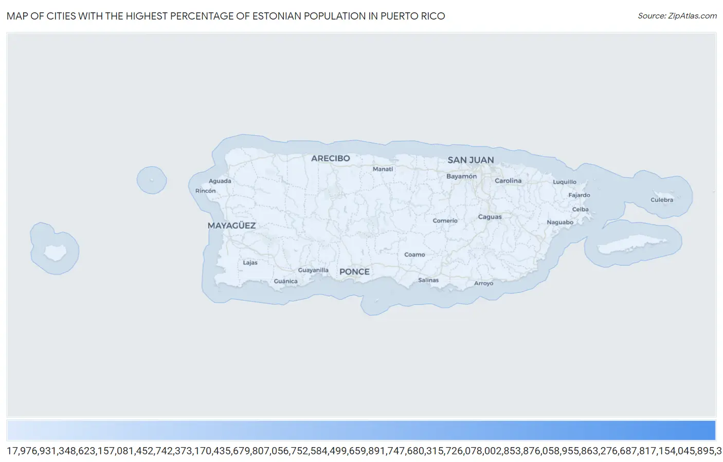 Cities with the Highest Percentage of Estonian Population in Puerto Rico Map
