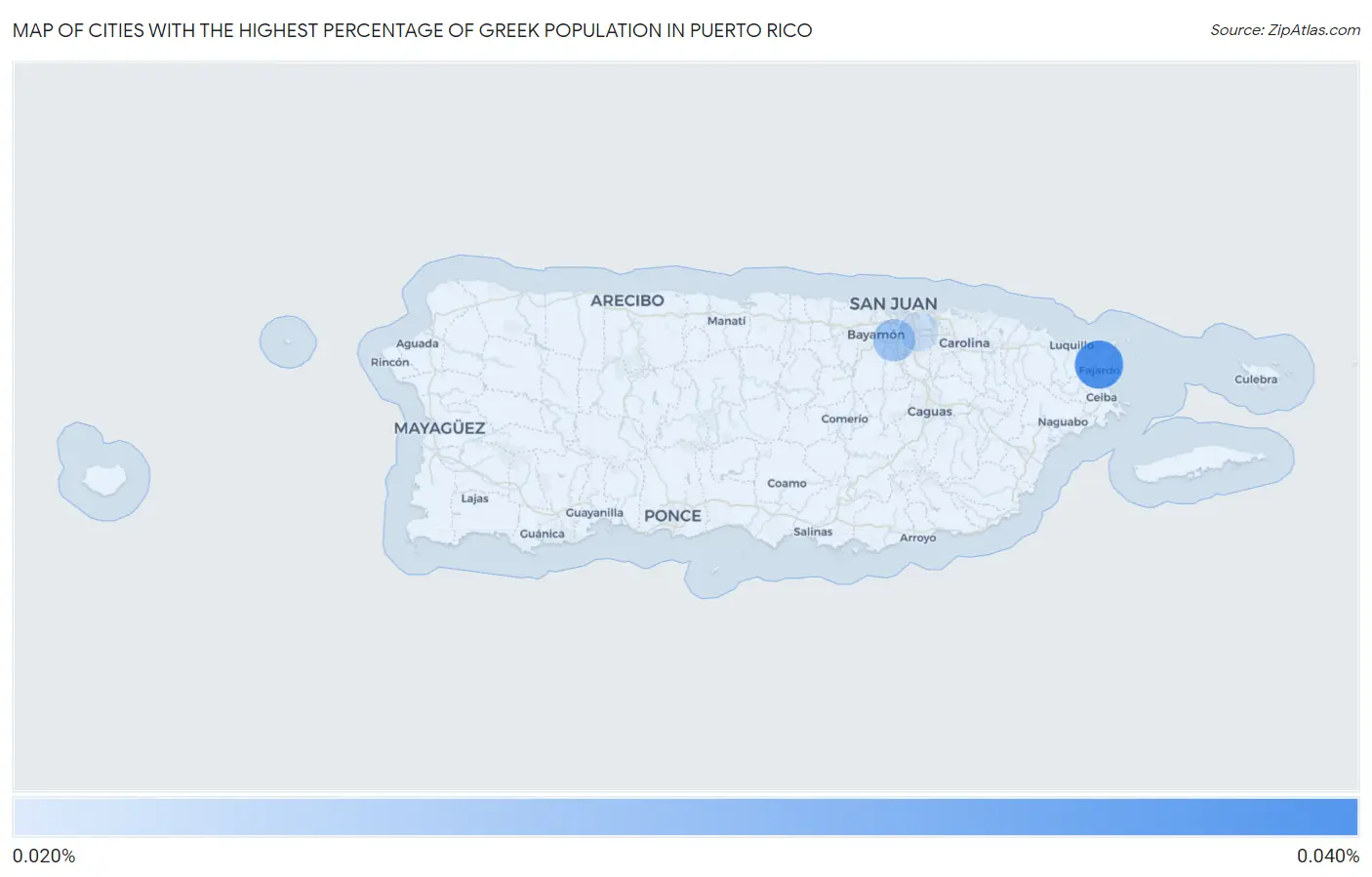 Cities with the Highest Percentage of Greek Population in Puerto Rico Map