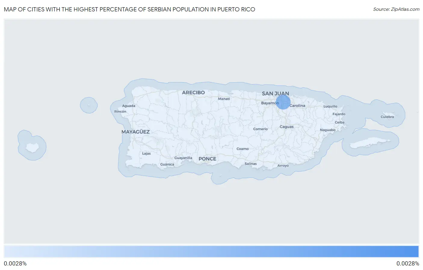 Cities with the Highest Percentage of Serbian Population in Puerto Rico Map