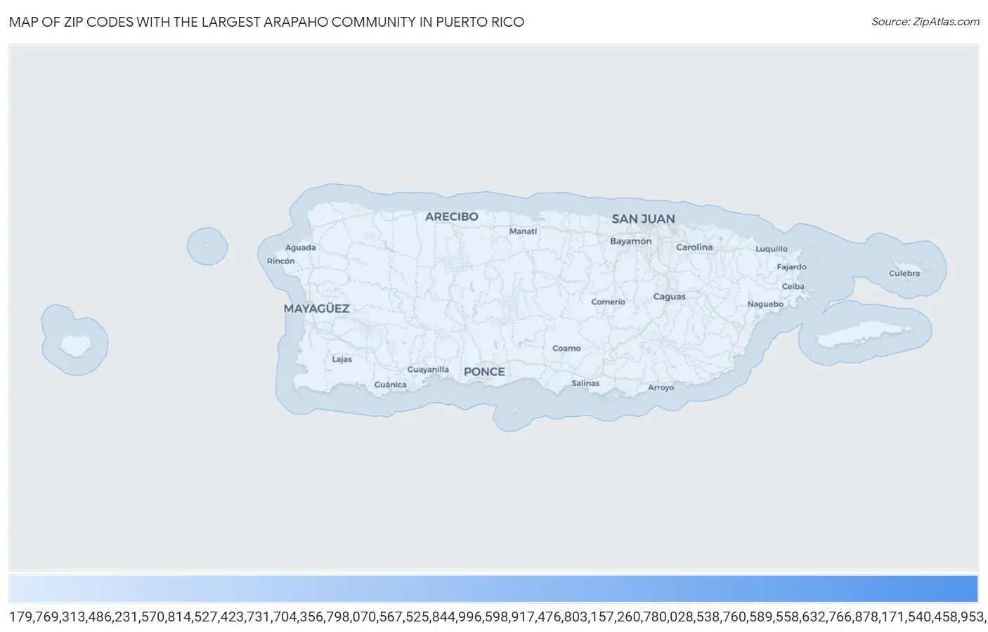 Zip Codes with the Largest Arapaho Community in Puerto Rico Map