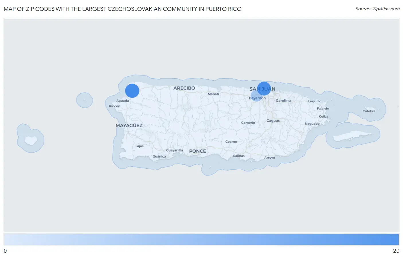 Zip Codes with the Largest Czechoslovakian Community in Puerto Rico Map