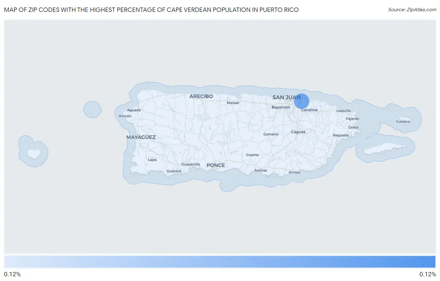 Zip Codes with the Highest Percentage of Cape Verdean Population in Puerto Rico Map