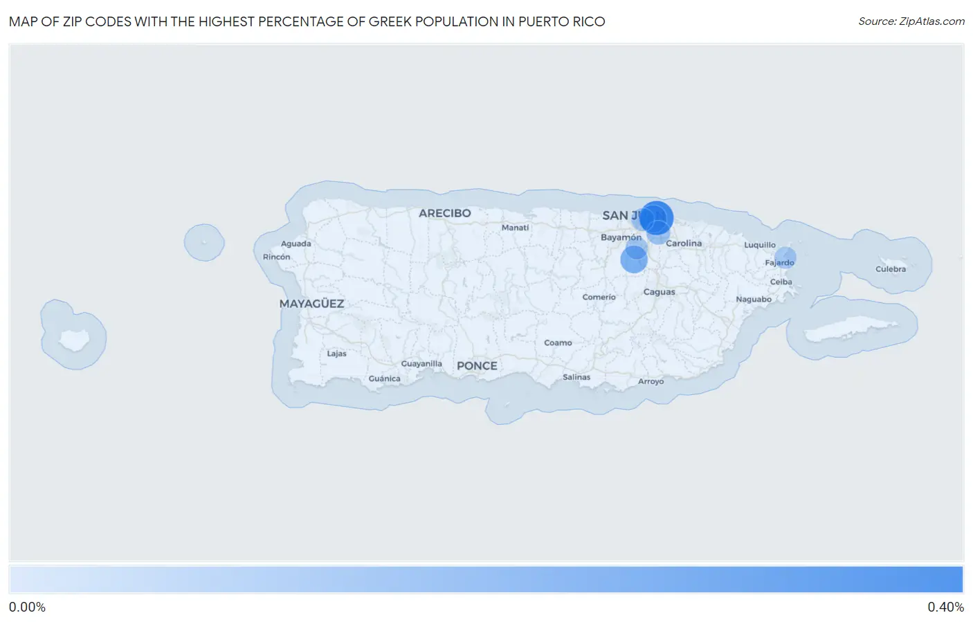 Zip Codes with the Highest Percentage of Greek Population in Puerto Rico Map