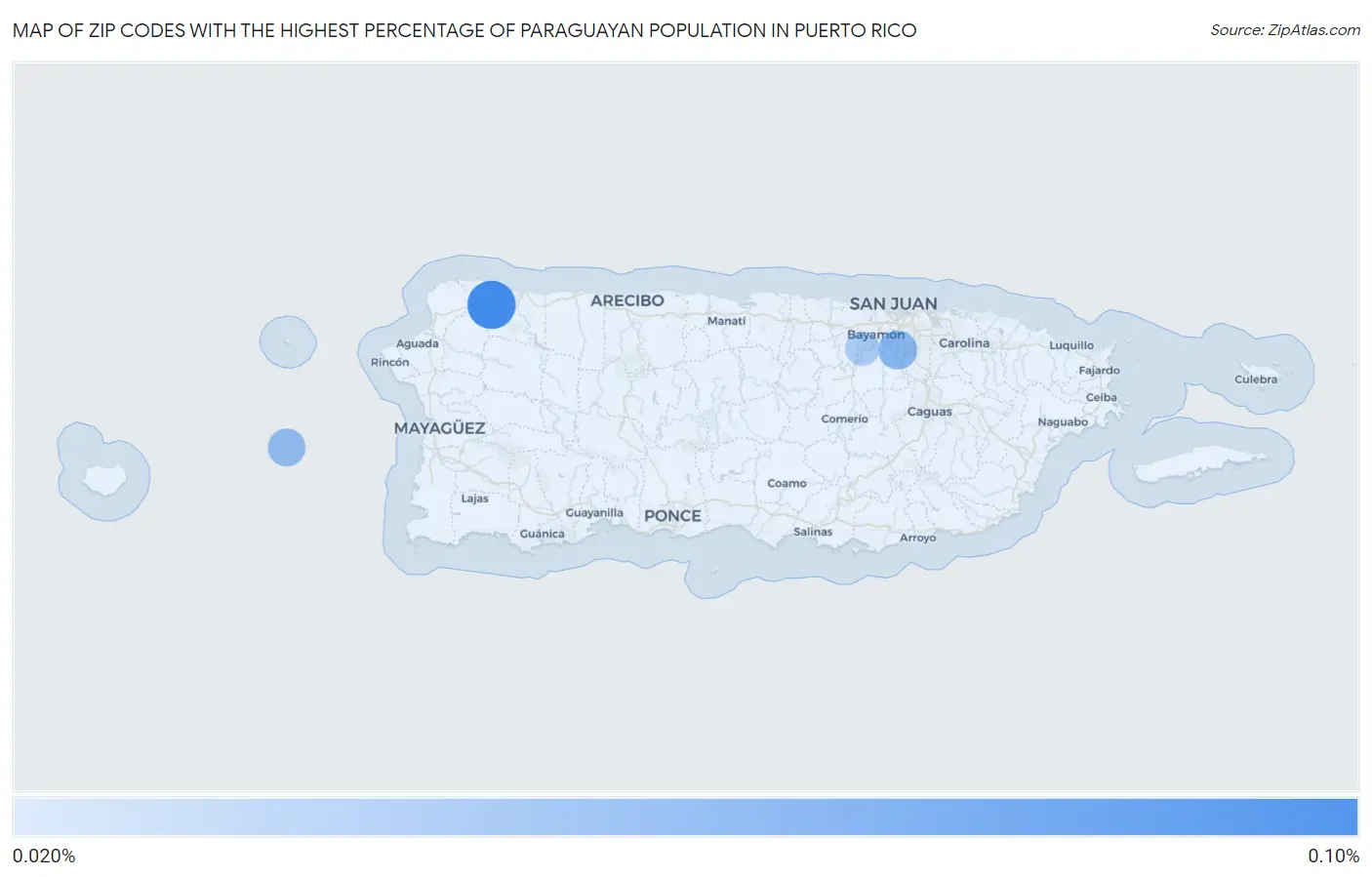 Zip Codes with the Highest Percentage of Paraguayan Population in Puerto Rico Map