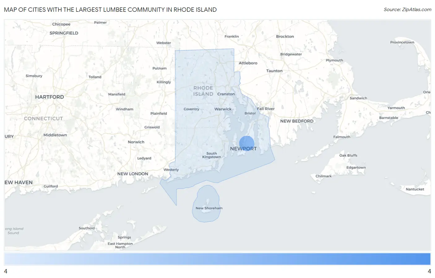 Cities with the Largest Lumbee Community in Rhode Island Map