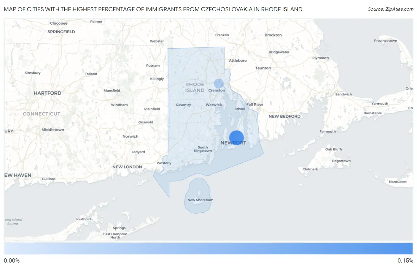Cities with the Highest Percentage of Immigrants from Czechoslovakia in Rhode Island Map
