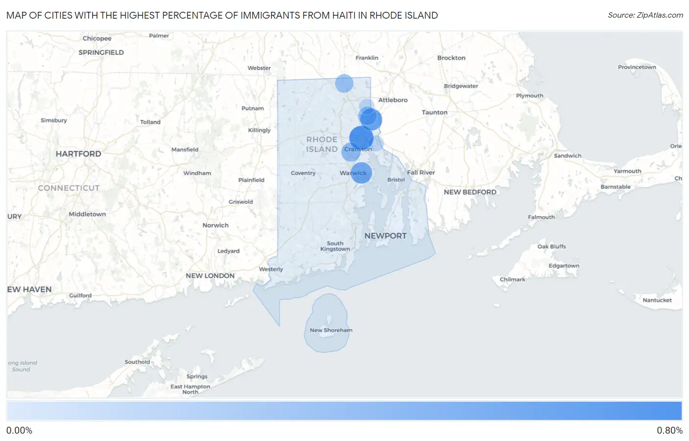Cities with the Highest Percentage of Immigrants from Haiti in Rhode Island Map