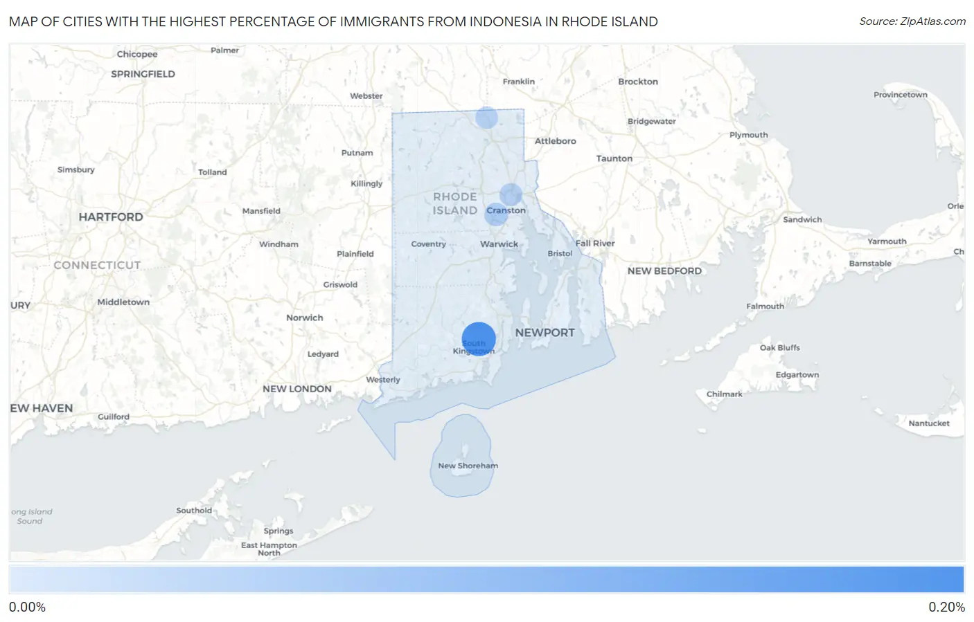 Cities with the Highest Percentage of Immigrants from Indonesia in Rhode Island Map