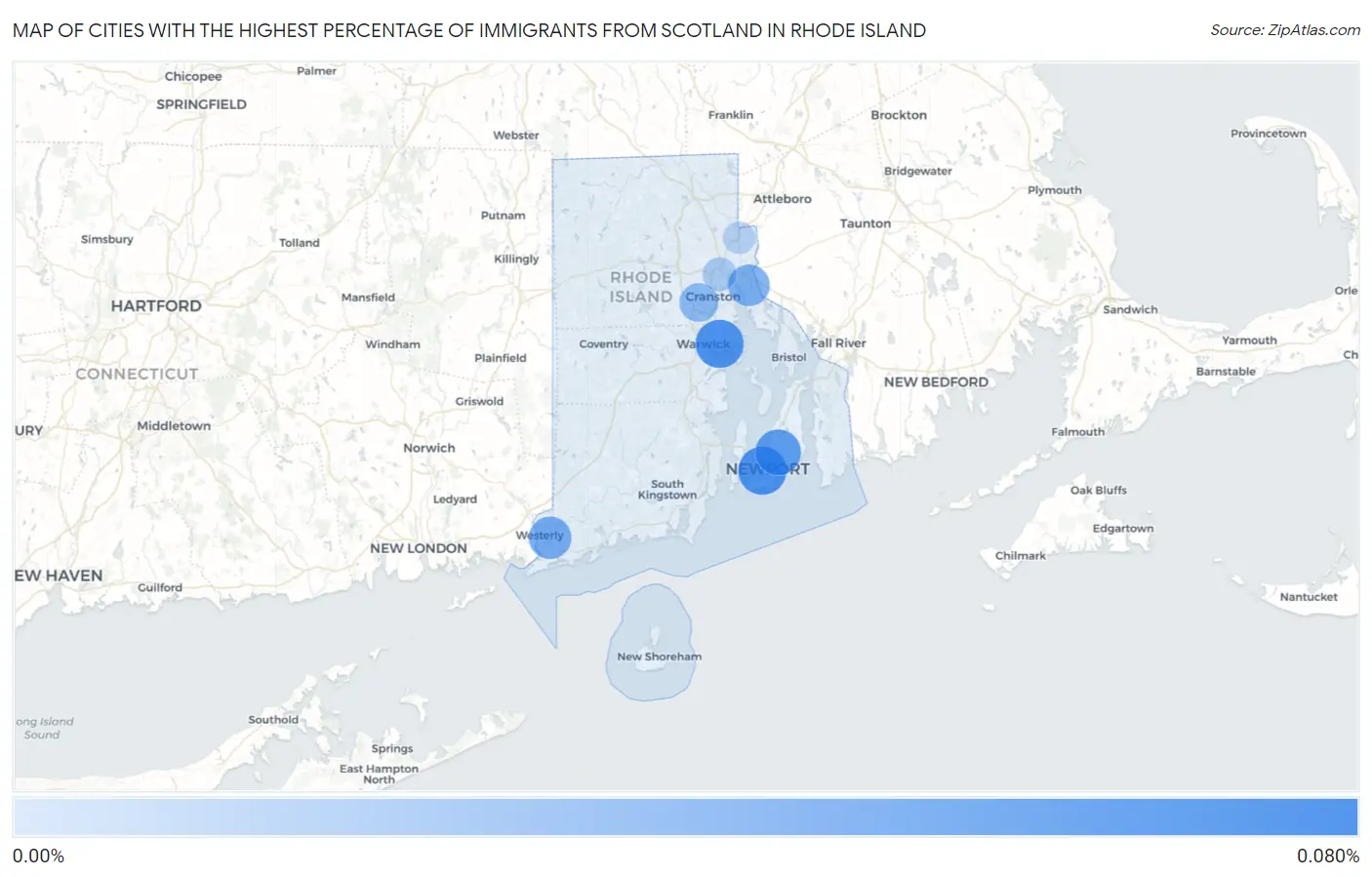 Cities with the Highest Percentage of Immigrants from Scotland in Rhode Island Map