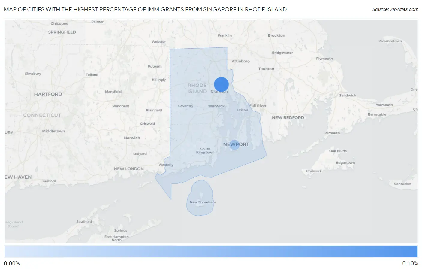 Cities with the Highest Percentage of Immigrants from Singapore in Rhode Island Map